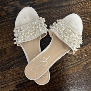 Jessica Simpson Pearl Embellished Sandals - Cream